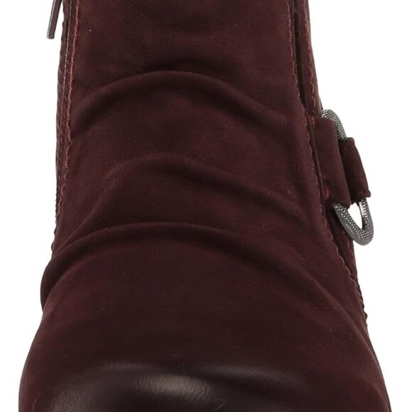 Women's Ankle Boot Nubuck Leather Burgundy 5.5 Comfort Cushioned Heel - Picture 2 of 7